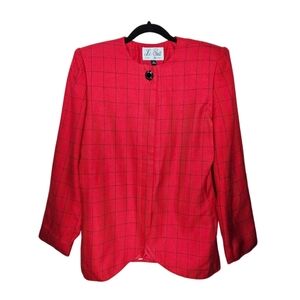 Vintage Le Suit Women's SIZE 8 Classy Plaid Office Career Suit Jacket Blazer Red